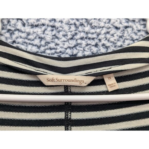 Soft Surroundings Calista Zip Up Cardigan Jacket Size 1X Zip Up Stripe Knit Gray - Picture 12 of 13